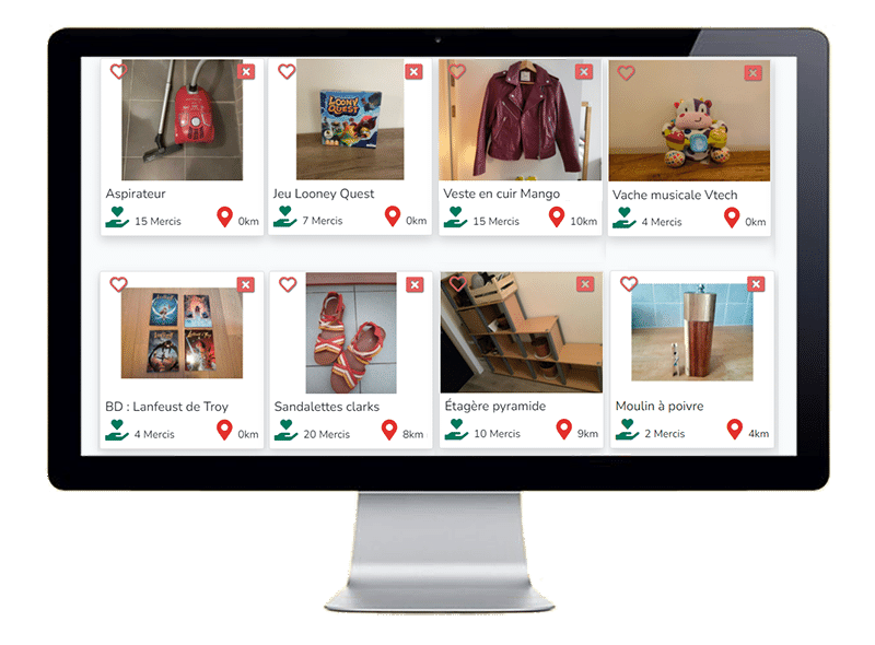 Objets à donner sur Mercibilis - Aspirateur, jeu, veste, jouet, BD, chaussures, étagère, ustensile de cuisine